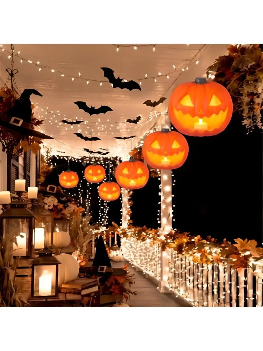 6 Pack Halloween Floating Pumpkins Jack O Lantern, 6.5 Inch
